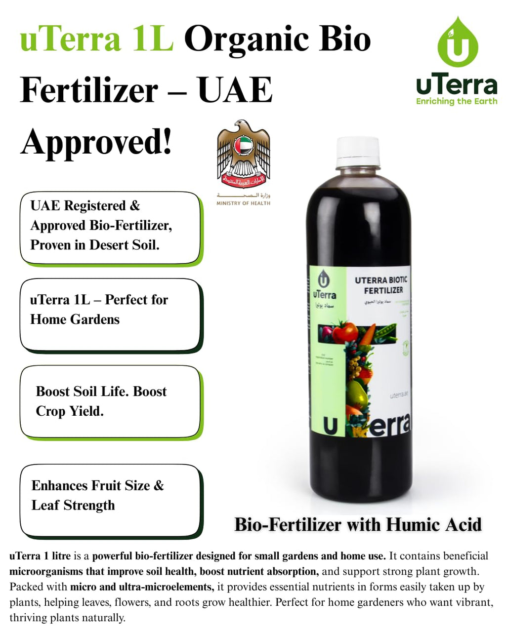 uTerra Organic Liquid Fertilizer 1L – Soil & Plant Health Booster